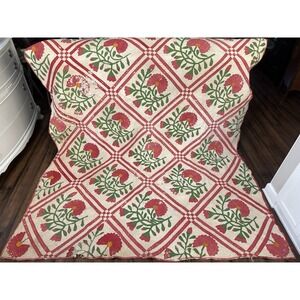 Pre Civil War Era 1800's Boston Album Appliqué Quilt Antique Red Floral MUSEUM